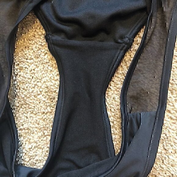 NEW NWT XHILARATION Mesh Inset Bikini Bottom Solid Black Semi Sheer Bikini XL - Picture 6 of 7